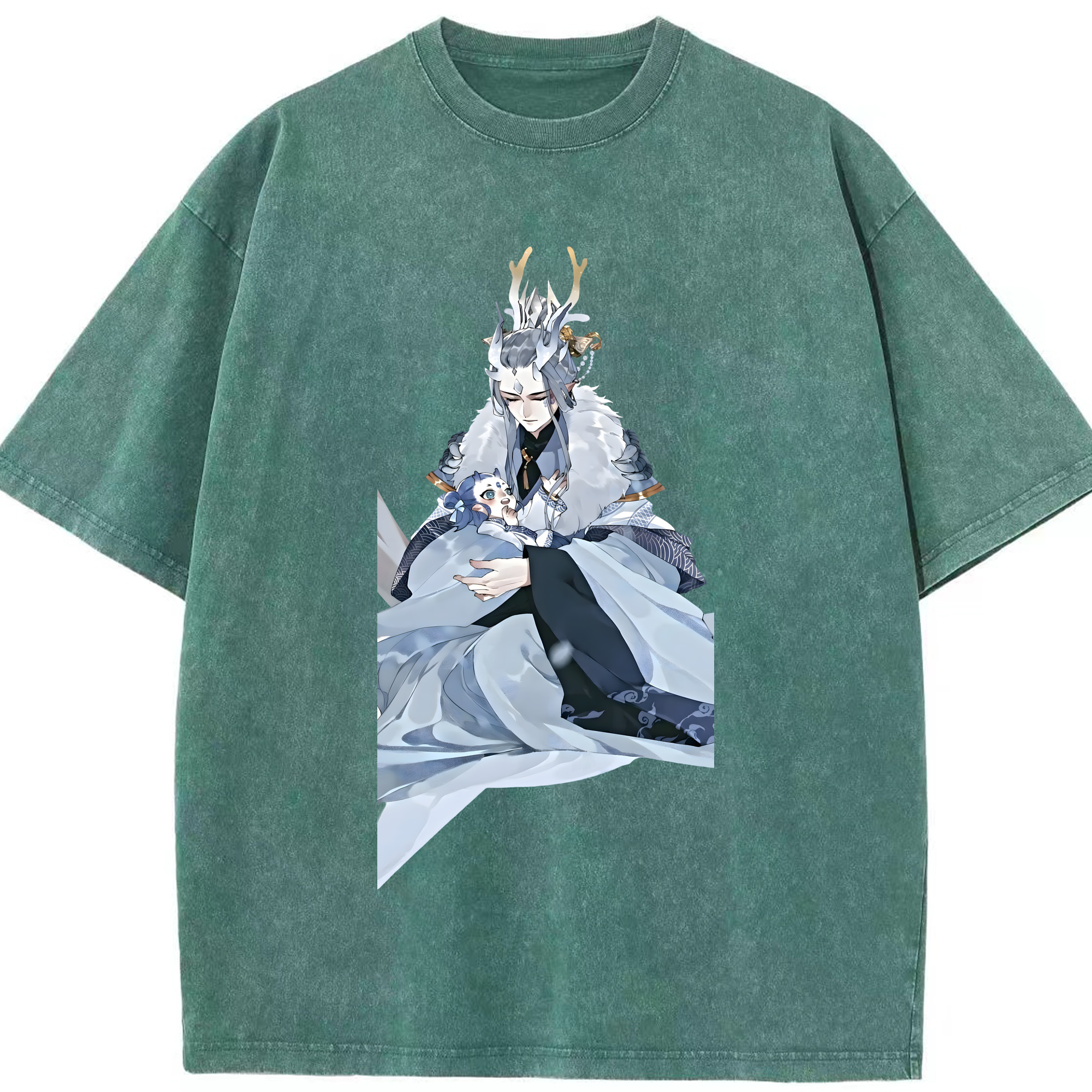 （画像用） Ne Zha 2 ナタ 魔童の大暴れ 綿100% ヴィンテージ風 半袖Tシャツ（フロントプリント）